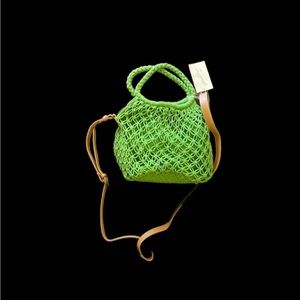Gorgeous lime green summer tote with crossbody  strap.